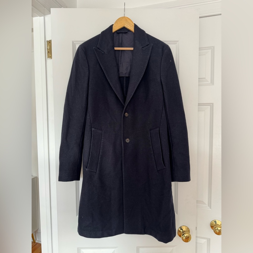 Navy Wool Coat Massimo Dutti